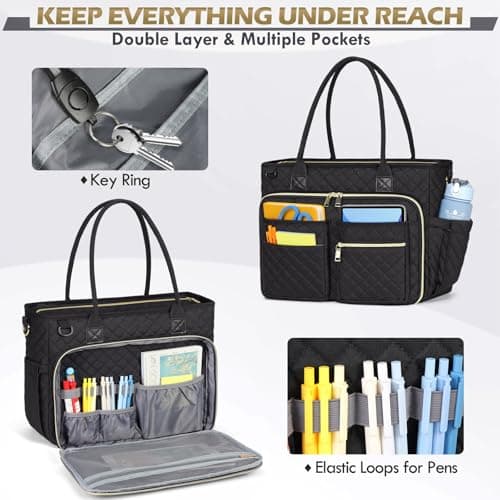 RAINSMORE Laptop Tote Bag for Women Teacher Work Bags Nurse Bag 15.6 inch — view 4