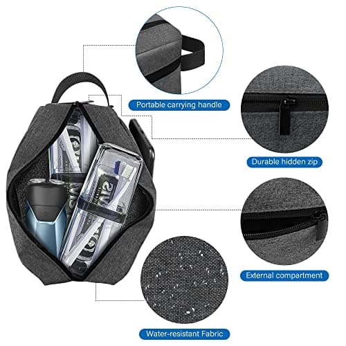 Toiletry Bag for Men, Portable Travel Wash Bag Waterproof Shaving Bag Toiletries Accessories Cosmetic Bag Make Up Bag, Gym Shower Bathroom Makeup Bag with Handle (Grey) — view 2
