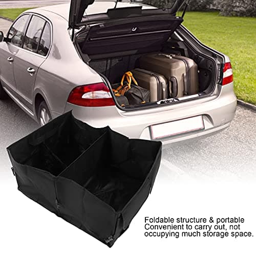 Car Storage Box Trunk Organizer Collapsible Multi Compartment Auto Storage Tool for Car Trunk Heavy Duty 600D Oxford Black 38x55x25cm — view 3