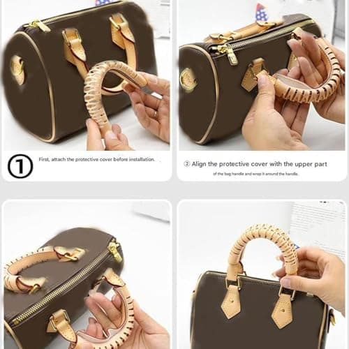 Leather Bag Handle Wrap, Purse Protector, 2 Piece Soft Cover for Handbags, Comfortable Grip Feature, Travel Luggage Accessory, Office School Restaurant Tote Repair and Protect — view 5