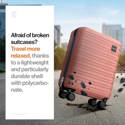 Travely Polycarbonate Cabin Suitcase 55x40x20cm - 20 Inch Suitable for Ryanair - 36L Including TSA Lock - Carry on - 10kg Suitcase, Cabin case, Hardshell — view 2