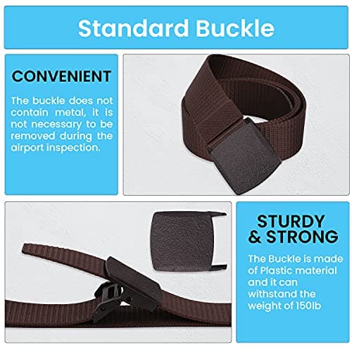 WedDecor Brown Nylon Webbing Canvas Belt with Plastic Clips — view 4
