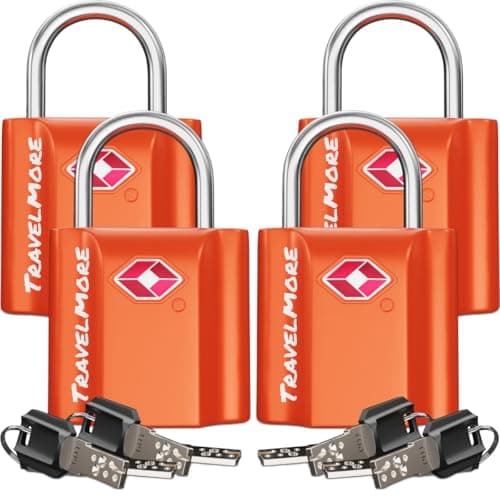 TravelMore Suitcase Padlocks with Keys, TSA Approved Travel Luggage Locks
