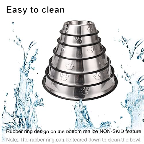 Jiuhao Stainless Steel Non Slip Dog Bowls Pack of 2, 350 ml /11.8oz Small for Pet Drinking Water & Feeding Puppy Food Bowl — view 5