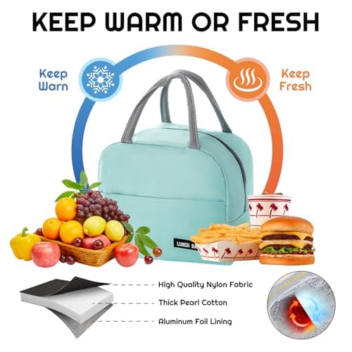 SUOXU Insulated Lunch Bag for Men Women Kids Cool Bag- Reusable Thermal Food Bag Ice Pack with Leak-Proof Liner, Cooler Tote for Work, School, Picnic & Travel (5L - Light Green) — view 3