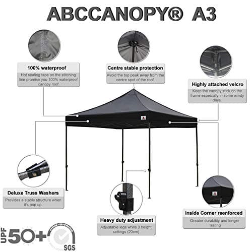 ABCCANOPY 3x3M Commercial Pop-Up Canopy Instant Shelter Carry Bag Black — view 2