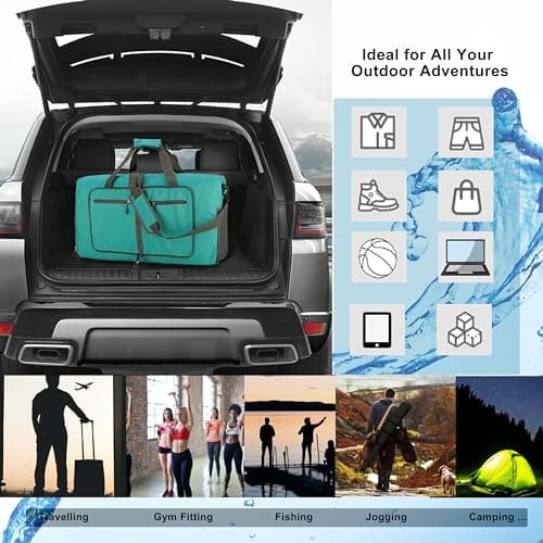 ehsbuy 60L Foldable Travel Duffle Bags for Men Women Large Holdall Waterproof Overnight Weekend Bags for Gym Luggage — view 6