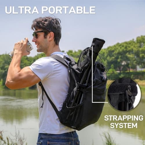 EVER ADVANCED Folding Stool Tripod Tall 53cm Lightweight Up to102 KG Black — view 4