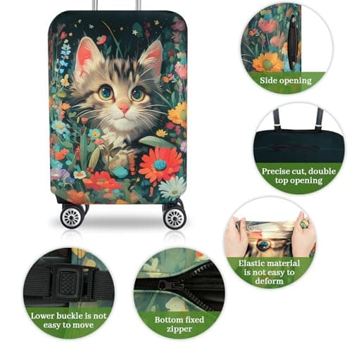 SICANAUO Luggage Covers, Elastic Travel Suitcase Protector, Personalised Suitcase Cover, Anti-Scratch Luggage Storage Covers, Travel Trolley Case Protector (Style 8, XL (29-32 inch suitcase)) — view 3