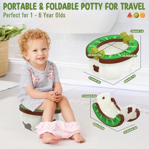 Potty Training Toddler Toilet,Travel Potty for Toddlers, Potty Training Toilet Seat for Kids Boys Girls,Portable Foldable Potty with Potty Liners Storage Bag Indoor Outdoor Use,Brown — view 4