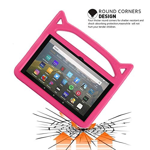 Fire HD 8 tablet Case,All-New Fire HD 8 Plus Tablet Case for Kids (12th/10th Generation,2024/2022/2020 Release),DJ&RPPQ Light Weight Shock Proof Handle Friendly Stand Kids Proof Protective Cover-Pink — view 3