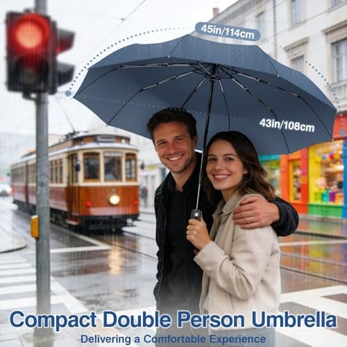 ZOMAKE Compact Umbrella Windproof,Travel Small Umbrella (46in-Grey Blue) — view 3