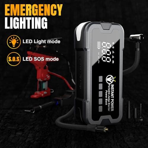 Instant Power Jump Starters - Jump Starter Power Pack and Air Compressor 4000 Amp 12 Volt - Portable Jump Starter Power Pack, Car Battery Jump Start 12-Volt Power Bank, 150PSI for Cars Vans Motorbikes — view 6