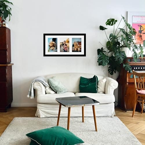 Black Multi Photo Frame - Holds 3 x 6x4 Pictures, Family Collage Picture Frame for Wall Display, 8x16 Panoramic Frame Size, Pack of 1 — view 4