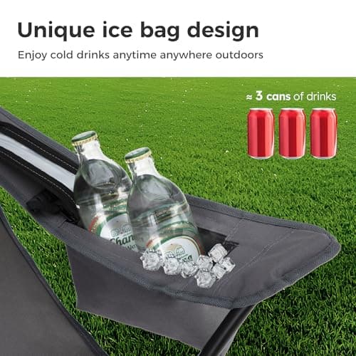 LET'S CAMP Set of 2 Folding Camping Chairs for Adults Supports 120kg Grey — view 5