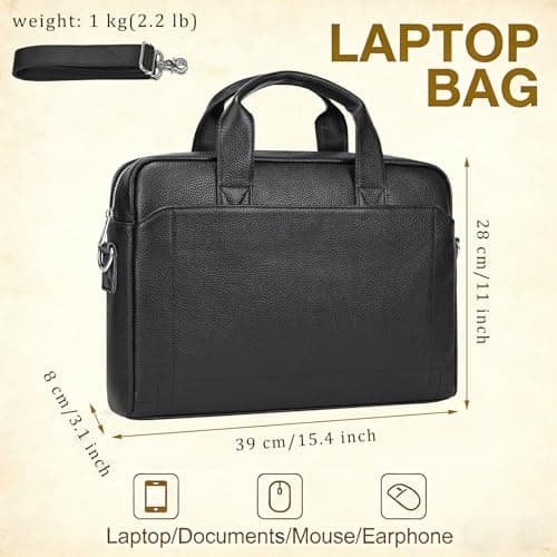 JulBean Leather Laptop Bag for Men, Fits 15.6 Inch Notebook — view 3