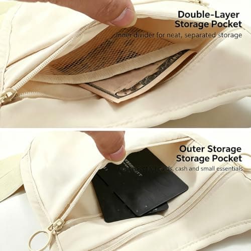 Travel Money Belt, Adjustable Anti Theft Cross Body Bag Bumbag (Beige) — view 6