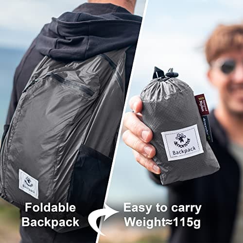4Monster Packable Backpack Ultra Lightweight, Foldable Backpack Water Resistant, Hiking Daypack for Travel Camping Outdoor, Daily Walk-around, Cycling, Sports, Excursions(Silver Grey, 32L) — view 2