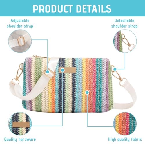 WSXQAZ Straw Beach Bag for Women, Straw Beach Tote Bag Women, Shoulder Bags — view 5