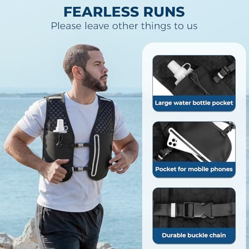 Kartoiy Running Vest Women with Water Bladder, Adjustable Running Hydration Vest Mens, Lightweight & Breathable Hydration Backpack for Trailrunning Hiking Marathon Cycling(Black) — view 6