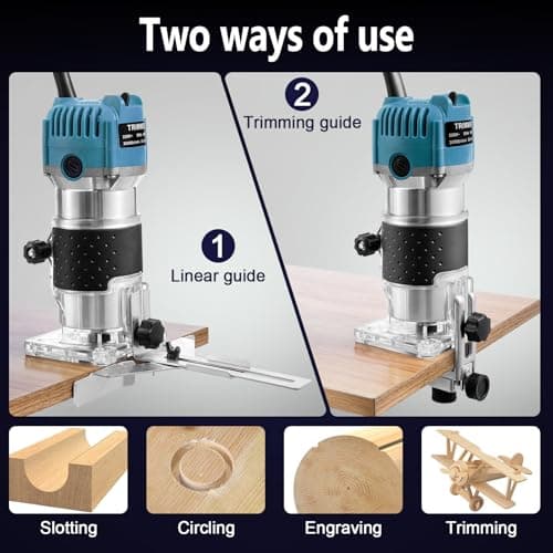 Trintion 1/4" Electric Hand Trimmer 30000RPM Wood Trimmer Palm Router Power Routers Tool for Wood/Laminate Flooring(Blue) — view 4