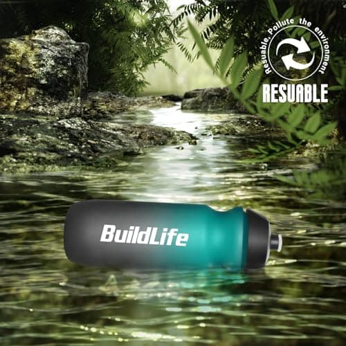 BuildLife Sport Water Bottle 2 Pack, 750ml Squeeze Bottle, BPA Free & Leak Proof Hand wash Cycling Bottles for Working Out, Fitness, Hiking, Outdoor Sports (GreenBlack+BlackWhite) — view 6