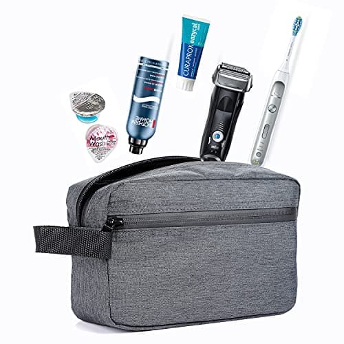 Toiletry Bag for Men, Etercycle Portable Travel Wash Bag, Waterproof Toiletries Cosmetic Organizer Bag, Gym Shaving Shower Bathroom Bag, Dopp Kit Make Up Bag with Handle (Grey) — view 2