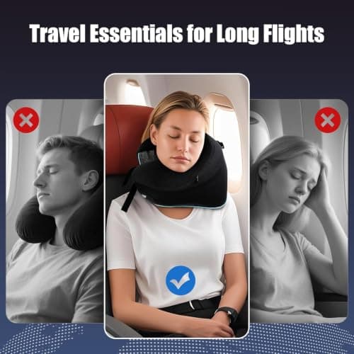Travel Pillow, Memory Foam Neck Pillow for Travel, 360° Support for Flights — view 3