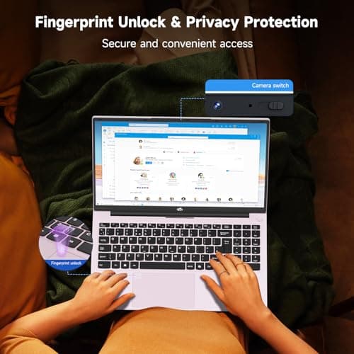 NIMO 15.6" Laptop-Computer, Win 11 Home, 16GB RAM 1TB SSD, Intel N100 CPU, Full HD, Wi-Fi 6, Fingerprint, 65W PD, Backlit keyboard, Slim Lightweight Notebook for Study, Work, Home, Rose Gold — view 5