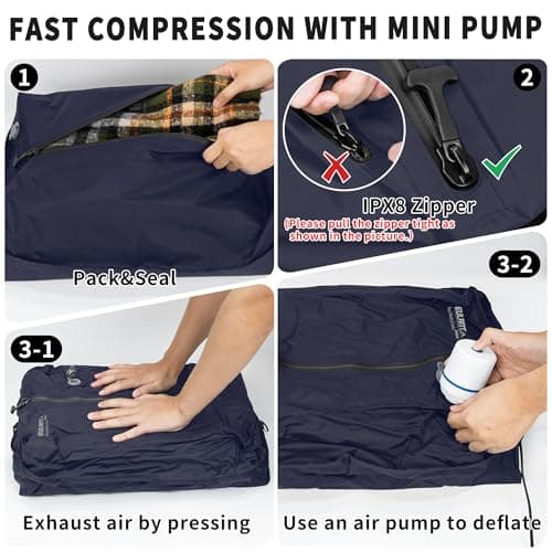 EULANT Vacuum Storage Bags for Travel, Reusable Vacuum Zipper Sealer Bag for Clothes, Compression Packing Cubes for Suitcases/Luggage/Backpack, With IPX8 Airtight Zipper，Navy Blue — view 4