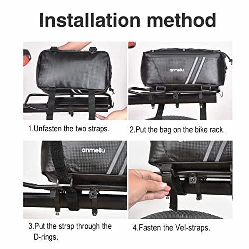 ANMEILU Bike Rack Bag - Rear Rack Bike Trunk Bag Back Seat Carrier Saddle Luggage Storage Pack - Folding Ebike Travel Cycling Waterproof Small — view 5