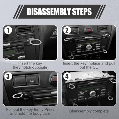 4 Pcs Radio Removal Tool Keys, Radios/DVD/CD Release Key Extraction Tools, Stainless Steel Pin Stereo Adapter Disassembly Tool, Universal Media Player Pins for Audi VW VolksWagen (Silver) — view 5