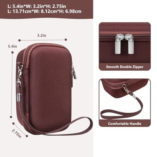 Supmay Camera Case for Canon Powershot G7 X Mark III / G7 X Mark II / SX740 HS Digital Camera, Storage Holder Travel Bag with Zipper Mesh Pocket for Battery Pack, Charging Cable, USB Card, Brown — view 4