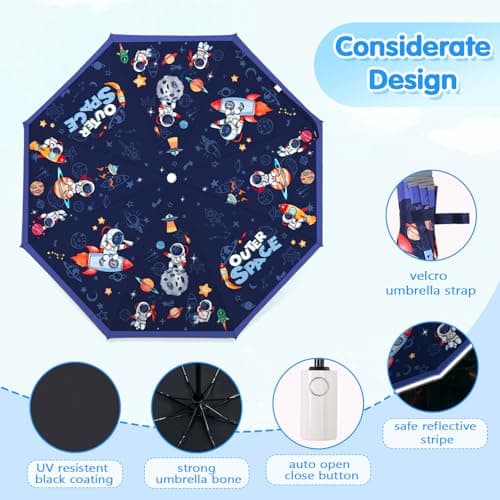 Kids Folding Umbrella, Windproof Automatic Travel Umbrella for Boys Space — view 5