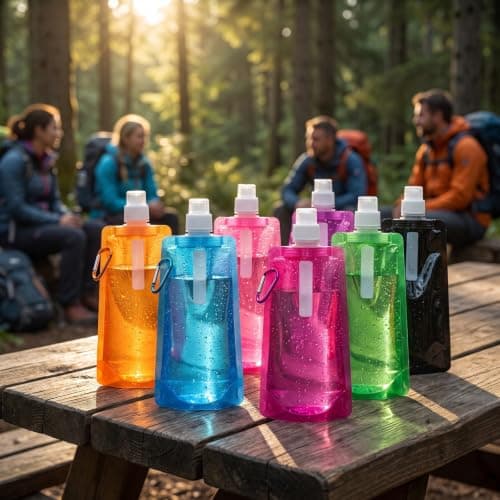 Meralo 12 Pack Collapsible Water Bottles 500ml with Carabiner Clip — view 3