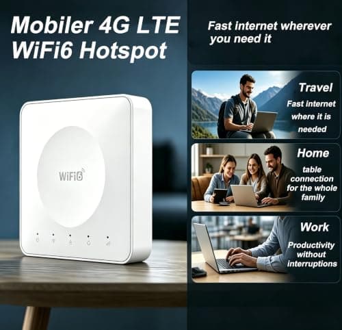 Portable WiFi 6 4G Router with Dual Band Hotspot Supports 32 Devices USB-C Powered No Battery WPA3 Dual Gigabit LAN Ports UK SIM Compatible – Ideal for Home Office Camping Travel — view 3