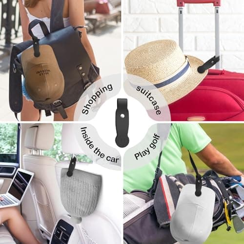 HKNR Magnetic Hat Clip for Travel, Strong Silicone Hat Holder for Bag Backpack Luggage, Hands Free Travel Accessories for Women & Men, Secure Grip for Sun Hats & Caps - Black — view 6