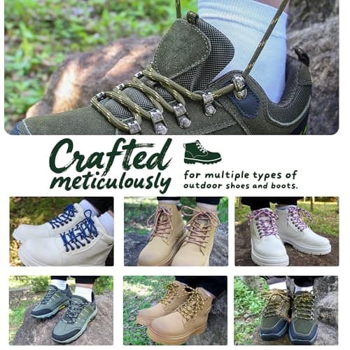 Yusimu Round Boot Laces Heavy Duty Work Hiking Lace, White/Pink/Blue, 120cm — view 4