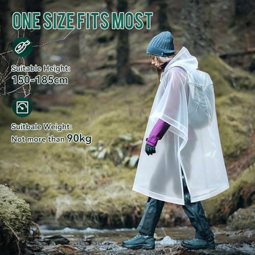 Aolegoo 2 pack of Rain Ponchos, Portable Adults Waterproof Ponchos, Reusable raincoat with Hoods for Camping, Hiking Travel, Amusement Parks, Festival Mac (Blue) — view 5