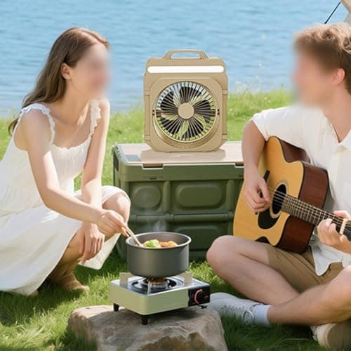 Portable Camping Fan Solar Powered Lightweight(Apricot) — view 3