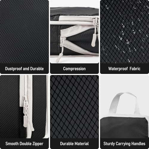 Compression Packing Cubes for Travel, Travel Essentials Luggage Organizer bags for Suitcase, Durable Compression Travel Packing Cubes for Carry on Backpack — view 3