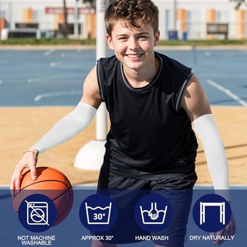 Ouligay 2 Pairs Uv Sun Protection Kids Arm Sleeves Kids Cooling Arm Sleeves Upf 50 Uv Compression Sleeve For Youth Boys Girls Sports Baseball Football Volleyball — view 3