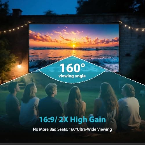 LEORFI 100 Inch Projector Screen with Black Backing, Portable Movie Screen — view 3