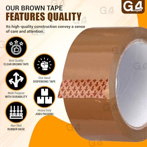 G4GADGET 6 x Strong Parcel Tape 48MM x 66m Brown Packing Tape for Moving Boxes, Packing boxes & Large Postal Bags – Strong Sticky Tape for Boxes — view 2