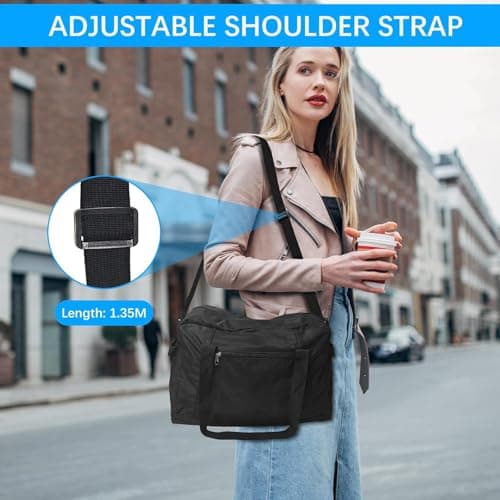 Small Gym Bag, Waterproof Sports Bags 40x20x25cm fits Ryanair Cabin with Adjustable Shoulder Strap, Gym Duffel Bag, Small Holdall Bags for for Women Men Sport Overnight Travel Weekend Trip (Black) — view 4