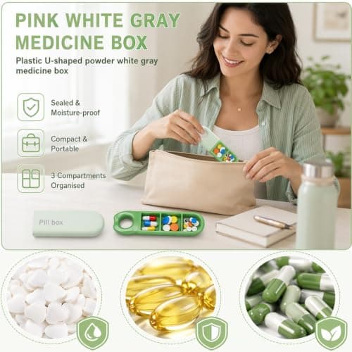 Four Colour Set Pill Box Travel, Portable Pill Organiser for Daily Medication Management, Small Pill Box with Compartments, for Travel and Daily Use — view 5