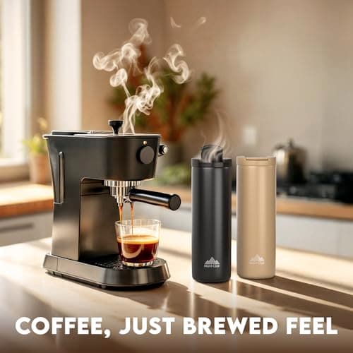 Mont-Clair Insulated Coffee Cup Travel Mug 550ml - Coffee Mug - 100% Leak-Proof - Keeps hot for 12 Hours - Travel Cup - Made of Recycled Stainless Steel (Earth) — view 3
