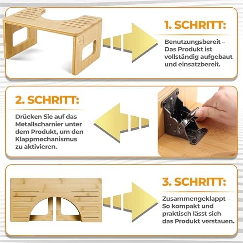 Folding Natural Bamboo Toilet Stool for Adults - Toilet Stool — view 6