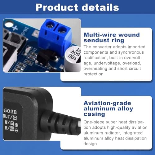 Jadeshay DC Converter,12V to 5V Converter Module Waterproof Reduced Voltage Regulator Step Down Buck Adapter Converter Power Supply for Cars Vehicles — view 4