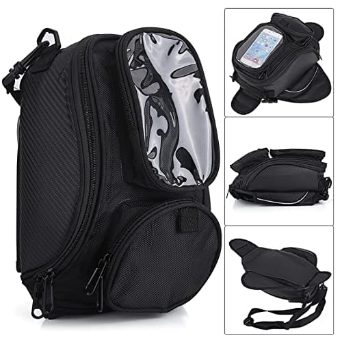 TKSE Motorcycle Tank Bag, Oxford Cloth Saddle Shape Magnetic Motorcycle Bag Suitable for Most Motorcycles and Motocross, 35 x 18 x 15 cm (Black) — view 3